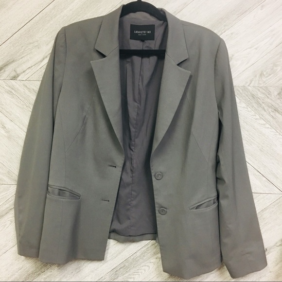 Lafayette 148 | Grey 2 Button Wool Stretch Blazer - Picture 4 of 5